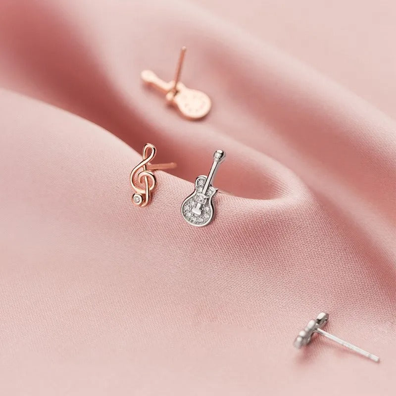 Stefani Music Note & Instrument Crystal Stud Earrings
