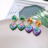Tamla Multi-Colour Enamel Clip Earrings - Vibrant, colourful clip- on earrings created from two teardrop shapes attached back to back, available in two bright colour palettes.