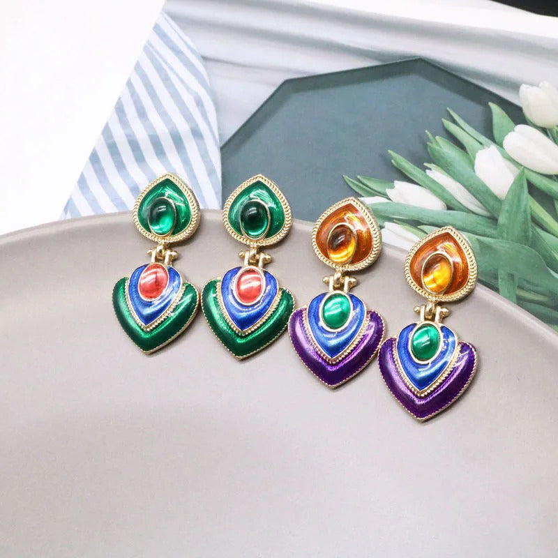 Tamla Multi-Colour Enamel Clip Earrings