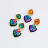 Tamla Multi-Colour Enamel Clip Earrings - Vibrant, colourful clip- on earrings created from two teardrop shapes attached back to back, available in two bright colour palettes.