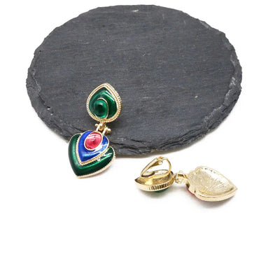 Tamla Multi-Colour Enamel Clip Earrings - Vibrant, colourful clip- on earrings created from two teardrop shapes attached back to back, available in two bright colour palettes.