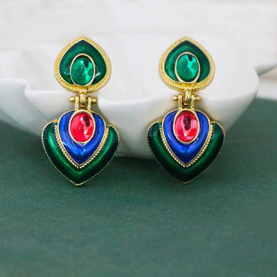 Tamla Multi-Colour Enamel Clip Earrings - Vibrant, colourful clip- on earrings created from two teardrop shapes attached back to back, available in two bright colour palettes.