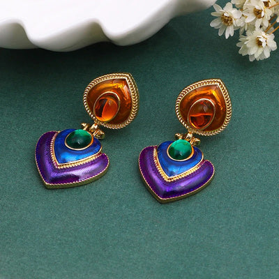 Tamla Multi-Colour Enamel Clip Earrings - Vibrant, colourful clip- on earrings created from two teardrop shapes attached back to back, available in two bright colour palettes.