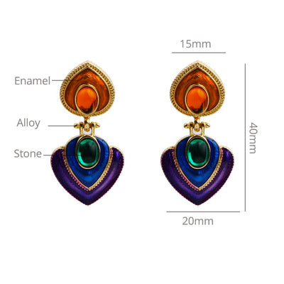 Tamla Multi-Colour Enamel Clip Earrings - Vibrant, colourful clip- on earrings created from two teardrop shapes attached back to back, available in two bright colour palettes.