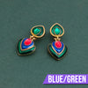 Tamla Multi-Colour Enamel Clip Earrings - Vibrant, colourful clip- on earrings created from two teardrop shapes attached back to back, available in two bright colour palettes.