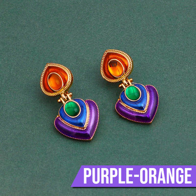 Tamla Multi-Colour Enamel Clip Earrings - Vibrant, colourful clip- on earrings created from two teardrop shapes attached back to back, available in two bright colour palettes.