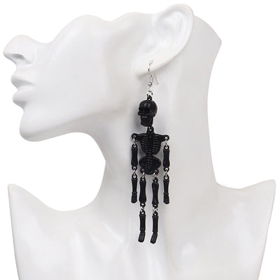 The Boatman Dancing Skeleton Earrings - Large acrylic resin skeleton earrings suspended from a basic french hook.