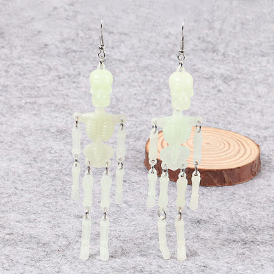The Boatman Dancing Skeleton Earrings - Large acrylic resin skeleton earrings suspended from a basic french hook.