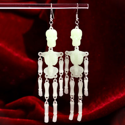 The Boatman Dancing Skeleton Earrings - Large acrylic resin skeleton earrings suspended from a basic french hook.