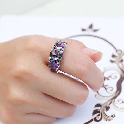 The Fashionista's Ring - A lovely 5-stone silver ring with large crystals in an assortment of lovely colours.