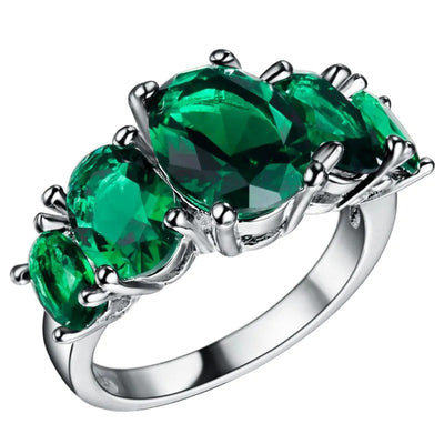 The Fashionista's Ring - A lovely 5-stone silver ring with large crystals in an assortment of lovely colours.