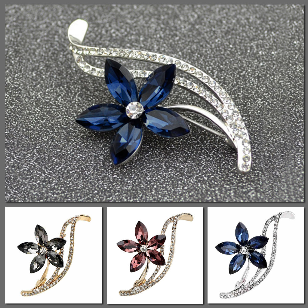 The Florist's Brooch - Star Aster - A simple, elegant floral brooch available in dark blue, brown, or ash grey.