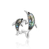 The Tropicana Nai'a Dolphin Brooch - A beautiful silver-toned zinc alloy dolphin brooch adorned with crystals and polished paua shell.