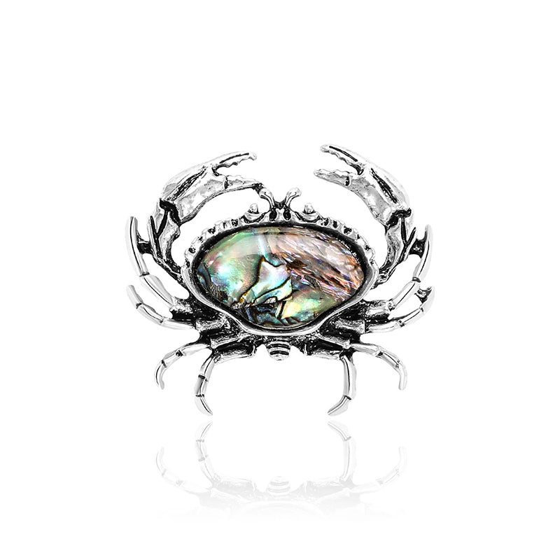 The Tropicana Papa'i Crab Brooch - A beautiful silver-toned zinc alloy crab brooch adorned with polished paua shell.