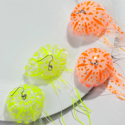 Ursula Oversized Jellyfish Earrings - Massive summer themed earrings featuring a huge stylised jellyfish, coloured in vibrant neon colours.