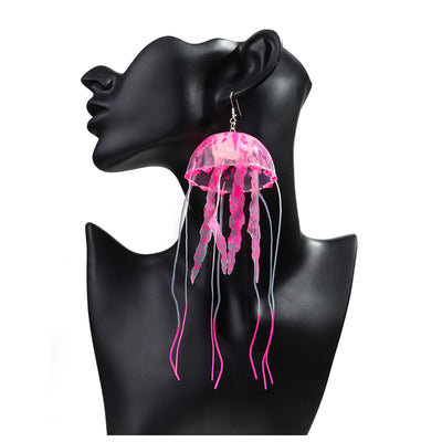 Ursula Oversized Jellyfish Earrings - Massive summer themed earrings featuring a huge stylised jellyfish, coloured in vibrant neon colours.