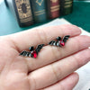 Wednesday II Bat Stud Earrings - Adorable gothic stud earrings shaped like an itty bitty bat, studded with gorgeous crystals.