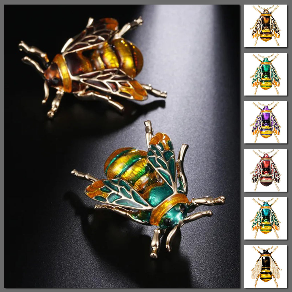 Buzzy Wuzzy Bumblebee Brooch - A cute stylised enamel bumblebee brooch, available in six different colour palettes.