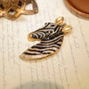 Majestic Zebra Oversized Brooch - An impressively large brooch crafted to look like the head and neck of a zebra in a relaxed pose.