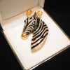 Majestic Zebra Oversized Brooch - An impressively large brooch crafted to look like the head and neck of a zebra in a relaxed pose.
