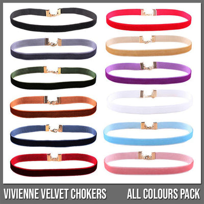 Vivienne Velvet Chokers - A simple, slim velvet choker, available in an assortment of different colours.