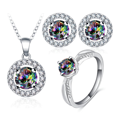 Celestial Elegance Jewellery Set - A lovely classic jewellery set with zircons and rainbow coloured mystic topaz.