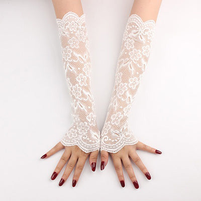 Victorian Lace Sleeves - Beautiful stretchy lace arm warmers, available in black, white, or cream.
