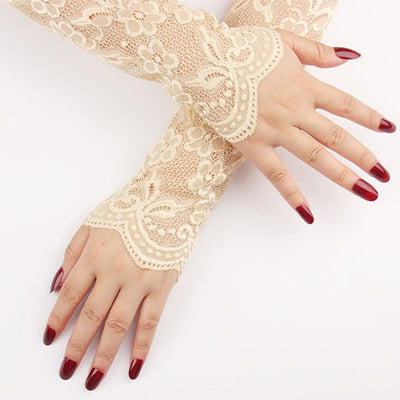 Victorian Lace Sleeves - Beautiful stretchy lace arm warmers, available in black, white, or cream.
