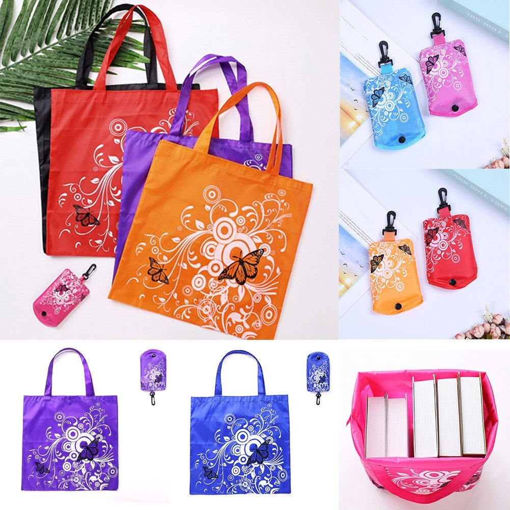 Chaos Theory Tote - Large foldable reusable shopping bag with a butterfly motif in a rainbow of colours