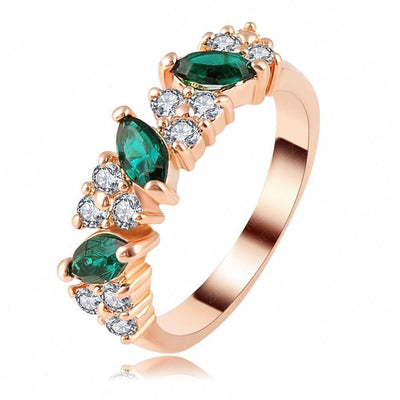 Verdant Cocktail Ring - A lovely rose gold ring with green and white stones.