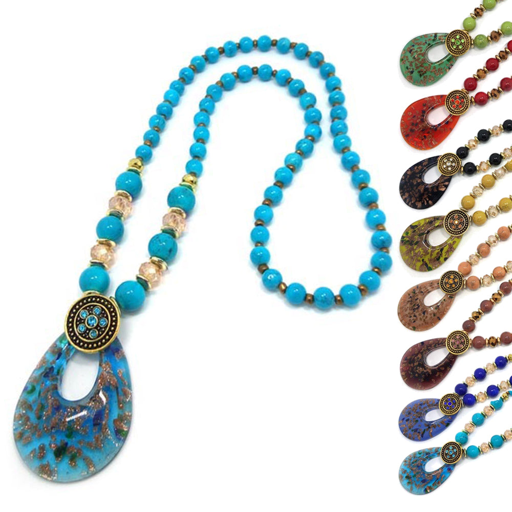 A long, lovely murano glass necklace with beads, available in lots of of lovely colours!