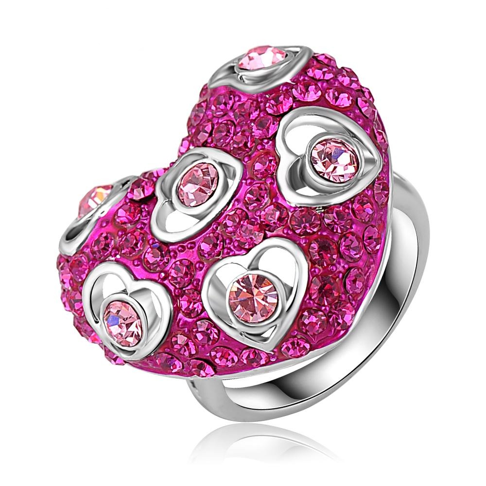 Be Expressive Cocktail Ring - A large pink heart themed statement ring. 