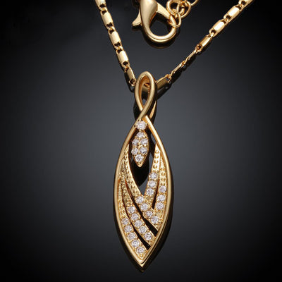 The Julienne Necklace - a lovely, unusual leaf-shaped necklace available in gold, rose, or silver.