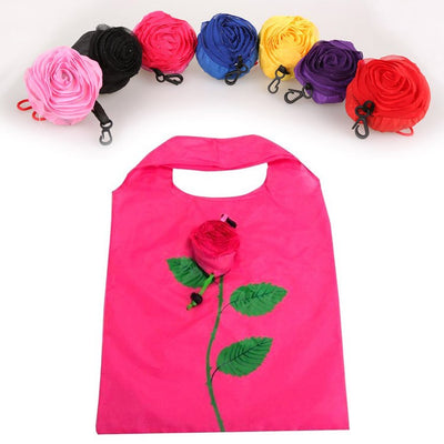 Rosebud Purse Tote - An assortment of rose themed reusable shopping bags in in bright colours.