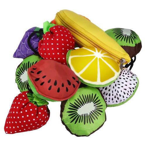 Tutti Frutti Purse Tote - An assortment of reusable shopping bags in cute fruit and vegetable designs