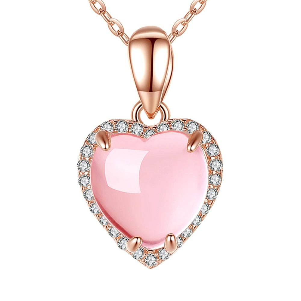 The Aphrodite Necklace - A lovely heart-shaped pendant with pink opals and crystals.