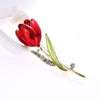 The Florist's Brooch - Tulip (Ruby Enamel) - A beautiful crimson flower pin.