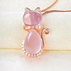 The Bastet Necklace - A lovely pink opal pendant studded with crystals, shaped like a cute kitty cat!