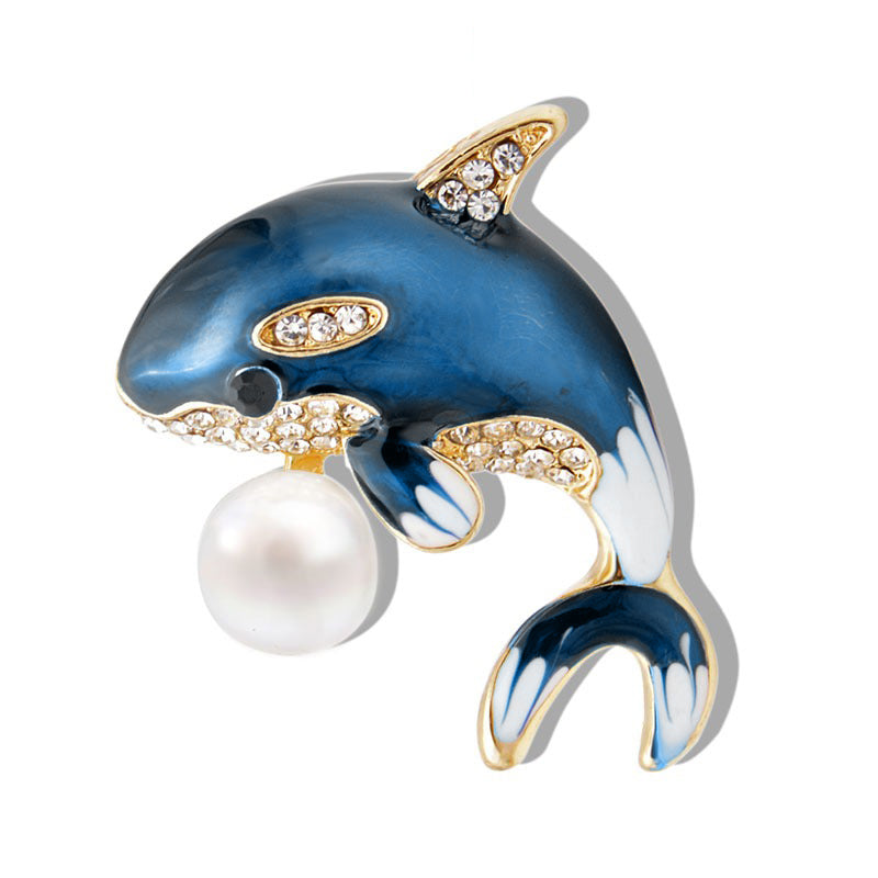 Cute Critters Brooch - Dolphin - An adorable dolphin playing with a ball.