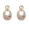 Starburst Drop Earrings - Small gold studs with rainbow coloured stones.