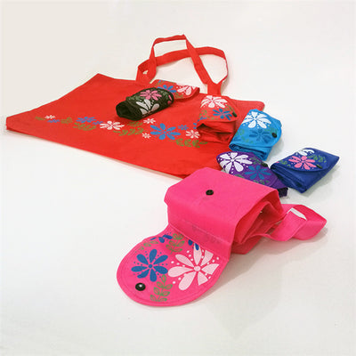 Eco-Warrior Folding Purse Tote - Cute reusable shopping bag in lots of bright colours with a flower motif