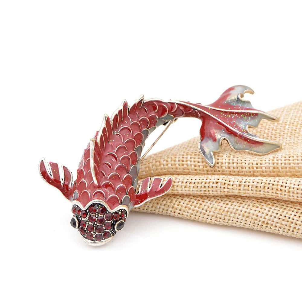 Cute Critters Brooch - An adorable koi fish brooch available in black, green, or red!