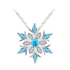 A beautiful snowflake pendant and earrings with blue topaz stones.