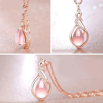 The Cassandra Necklace - A lovely delicate pink opal pendant studded with crystals.