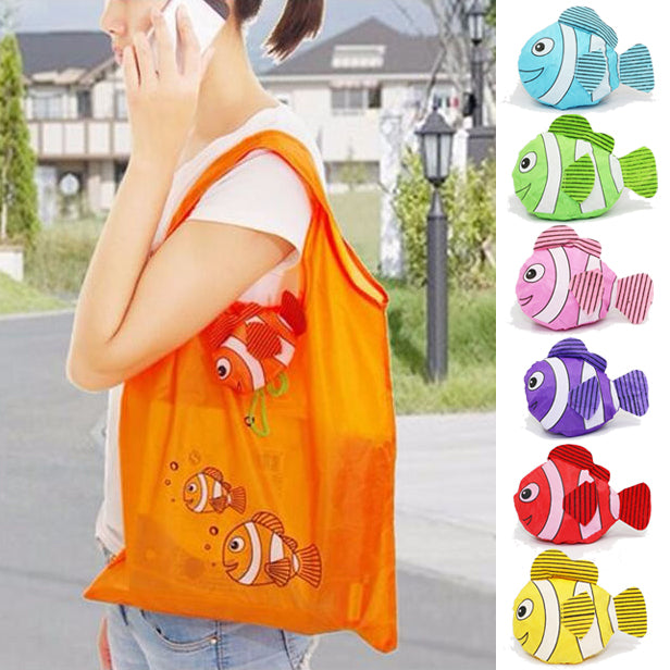 Fishy Wishy Purse Tote - An assortment of reusable shopping bags in cute fish designs.