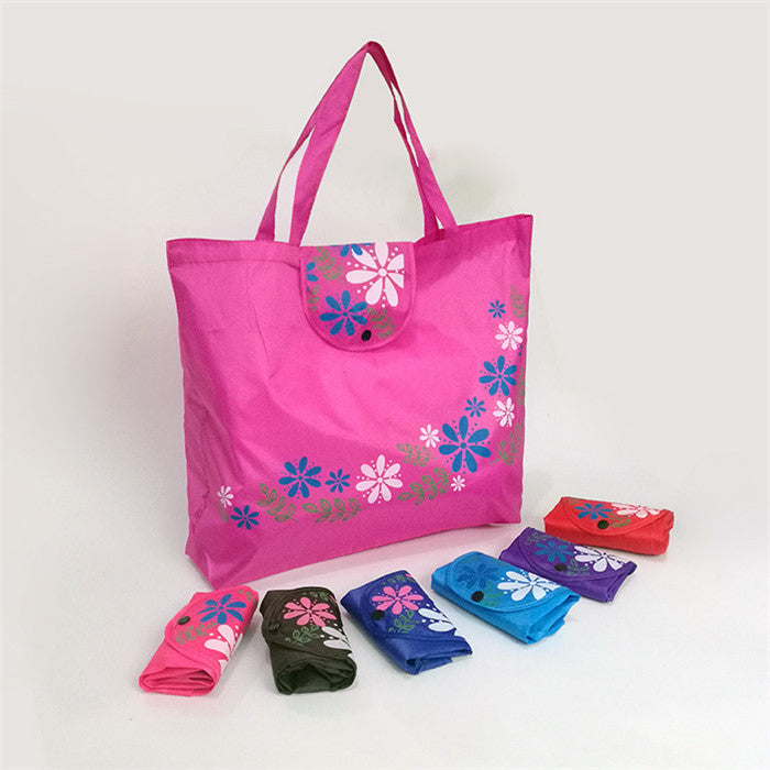Eco-Warrior Folding Purse Tote - Cute reusable shopping bag in lots of bright colours with a flower motif