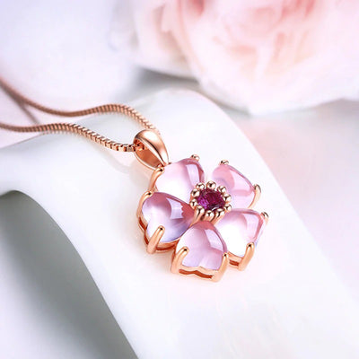 The Freya Necklace - A lovely delicate pink opal pendant studded with crystals.