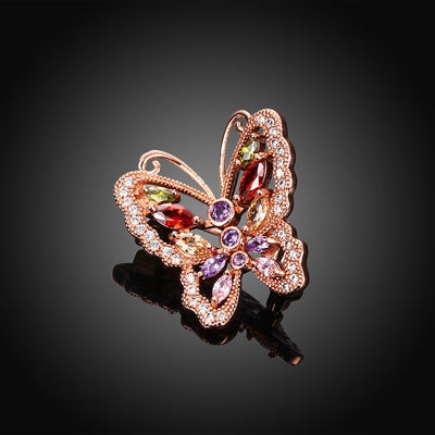 Bijoux Psykhe Brooch - A beautiful rose gold butterfly brooch with Swarovski crystals.
