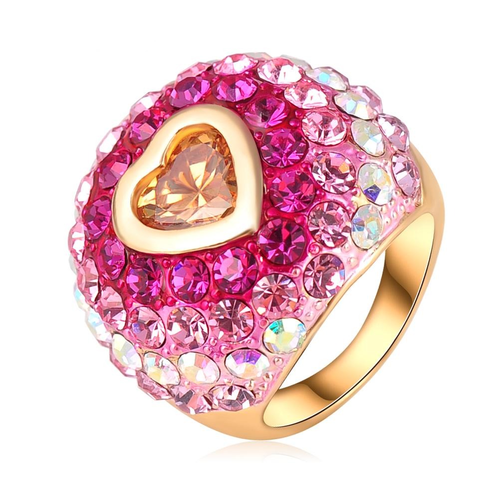 LZESHINE Be Bold Cocktail Ring - A large statement ring with vivid pink crystals.
