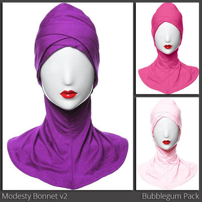 Modesty Bonnet v2 - A cross-over designed hijab under cap designed to be worn under a scarf, available in 20 colours.